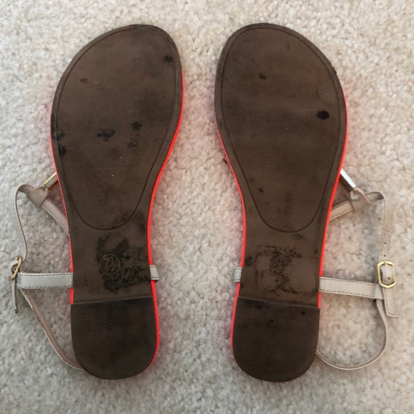 Neon Orange T-Strap Sandals - Picture 6 of 7